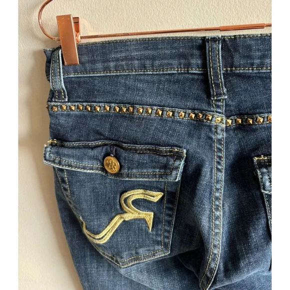 Rock & Republic Womens Mid Rise Bootcut Leg Studded Denim Jeans Blue Sz 6 - Picture 4 of 12